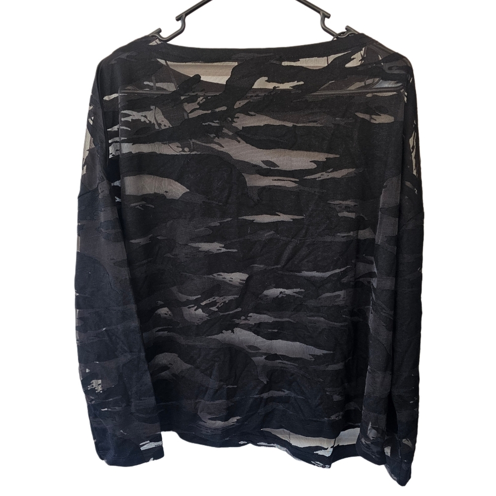 All Saints Black & Gray Sheer Long Sleeve Tee - Picture 2 of 3